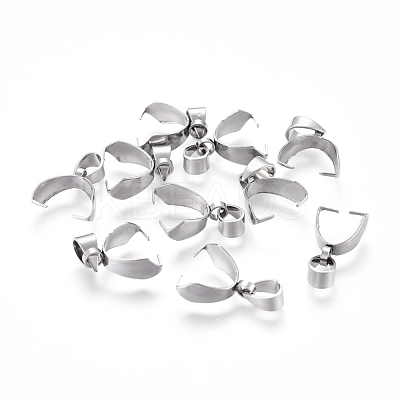 Tarnish Resistant 201 Stainless Steel Pendant Pinch Bails X-STAS-E437-28P-1