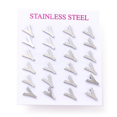 Tarnish Resistant 304 Stainless Steel Greek Alphabet Stud Earrings STAS-D007-07P-20-1