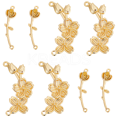 8Pcs 2 Styles Brass Connector Charms KK-BBC0015-39-1