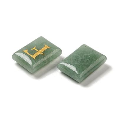 26Pcs Natural Green Aventurine Healing Rectangle with Letter A~Z Display Decorations G-K335-07F-1