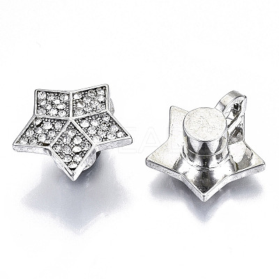 Brass Micro Pave Clear Cubic Zirconia Magnetic Clasps KK-N232-140P-NF-1