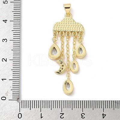 Brass Micro Pave Clear Cubic Zirconia with Natural Shell Pendants KK-L239-051G-02-1