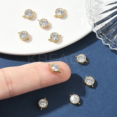 SHEGRACE Brass Pave Clear Cubic Zirconia Flat Round Connector Charms XGRQ3D332-501G-1