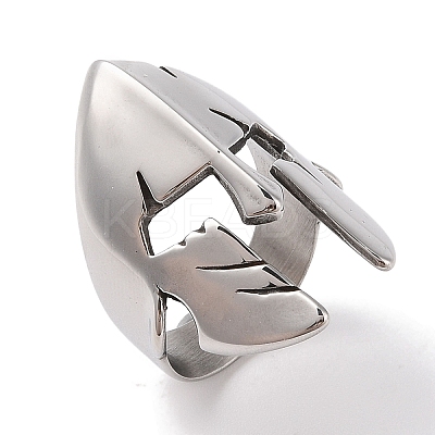 Non-Tarnish 304 Stainless Steel Spartan Soldier Helmet Finger Rings for Men RJEW-U005-05AS-1