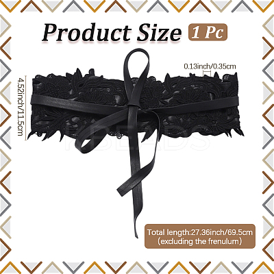 Imitation Leather Flower Lace Wide Chain Belts AJEW-WH20077-032E-1
