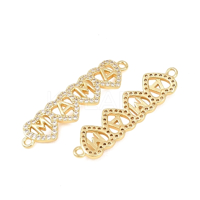 Mother's Day Brass Micro Pave Clear Cubic Zirconia Connector Charm KK-F931-27C-G-1