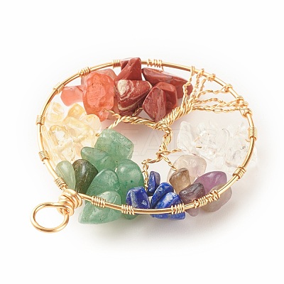 Natural Gmestone Copper Wire Big Pendants PALLOY-JF01434-02-1