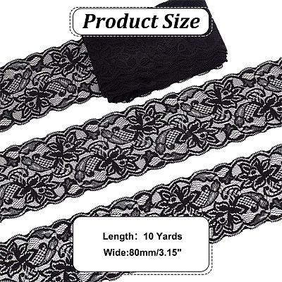 Polyester Elastic Flower Lace Trim Fabric DIY-WH0632-94A-1