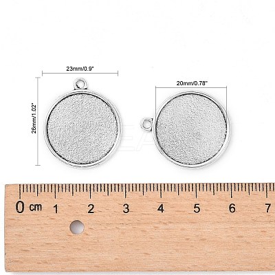 Tibetan Style Antique Silver Alloy Flat Round Pendant Cabochon Settings TIBEP-M022-45AS-1