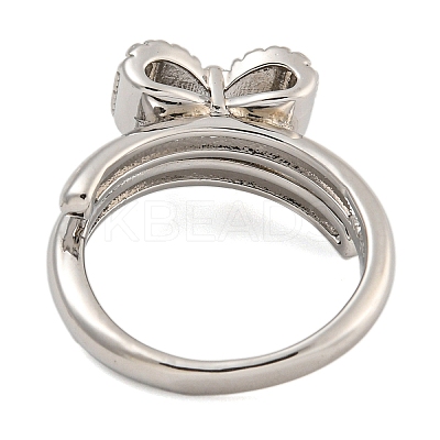 Rack Plating Brass Micro Pave Cubic Zirconia Cuff Rings for Women RJEW-I107-13G-03-1