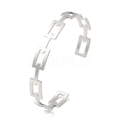 Non-Tarnish 304 Stainless Steel Hollow Rectangle Cuff Bangles LS-BJEW-H322-01P-1