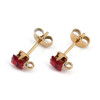 Ion Plating(IP) 304 Stainless Steel Cubic Zirconia Stud Earring Findings STAS-P373-06A-1