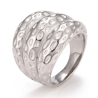 Non-Tarnish 304 Stainless Steel Textured Chunky Finger Ring for Men Women RJEW-B040-08P-1