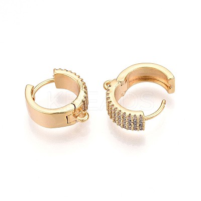 Brass Micro Pave Cubic Zirconia Hoop Earring Finding KK-N261-50G-1