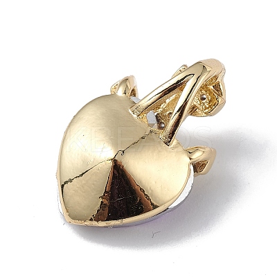 Real 18K Gold Plated Rack Plating Brass Micro Pave Clear Cubic Zirconia Pendants KK-C015-07G-03-1