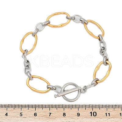 304 Stainless Steel Oval Link Bracelets for Men Women BJEW-Z108-03GP-1
