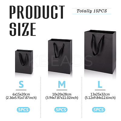 15Pcs 3 Sizes Rectangle Paper Gift Storage Tote Bags with Handle ABAG-TA0001-73B-1