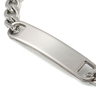 Non-Tarnish 304 Stainless Steel Curb Chain ID Bracelets for Women BJEW-U003-03P-1