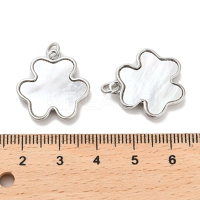 Brass Pave Shell Pendants KK-K365-08A-P-1