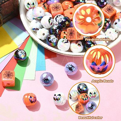 Halloween Theme Plating Acrylic Beads OACR-CJC0009-08-1