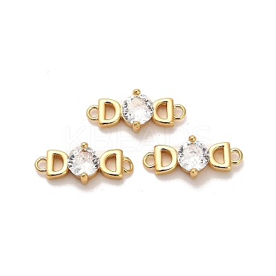 Brass Pave Clear Cubic Zirconia Letter D Connector Charms KK-H515-09G-1
