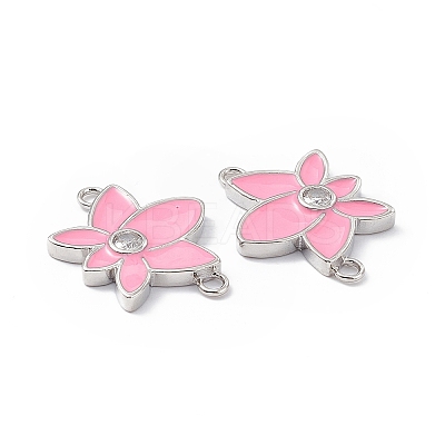 Rack Plating Brass Pave Clear Cubic Zirconia Connector Charms KK-B065-26P-01-1