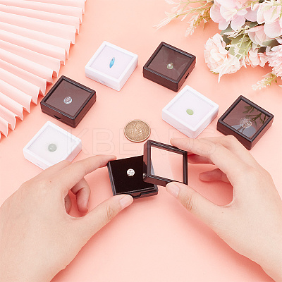 24Pcs 2 Colors Square Acrylic Loose Diamond Display Boxes CON-GA0001-16-1