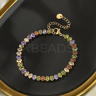 304 Stainless Steel Oval Link Chain Bracelets for Women BJEW-P348-01F-G-1