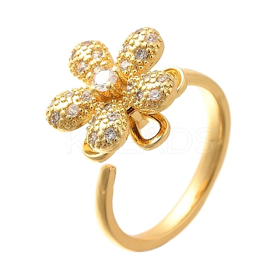 Flower Rotatable Finger Ring for Women RJEW-U035-01G-04-1