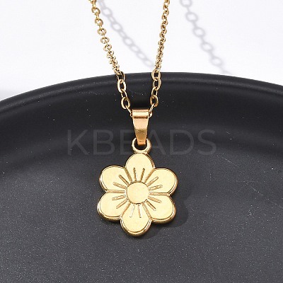 304 Stainless Steel Flower Pendant Necklaces NJEW-H059-30D-G-1