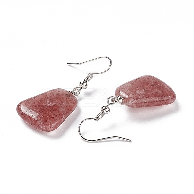 Natural Strawberry Quartz Trapezoid Dangle Earrings EJEW-D188-02P-10-1