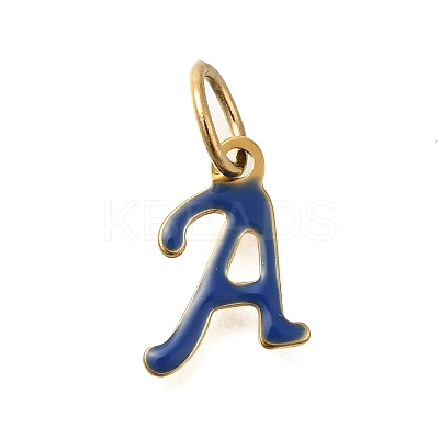 26Pcs Ion Plating(IP) 304 Stainless Steel Enamel Alphabet Charms STAS-F308-02G-1