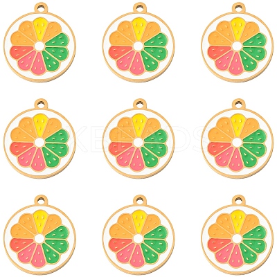 10PCS 10Pcs Fruit 304 Stainless Steel Enamel Charms STAS-YW0003-17G-1