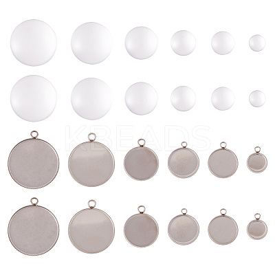 DIY Blank Dome 304 Stainless Steel Pendant Making Kits DIY-TA0011-82-1