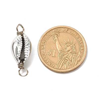 Electroplated Shell Beads Links Connectors PALLOY-JF01036-1