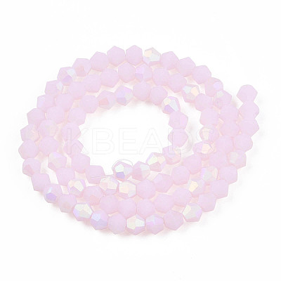 Imitation Jade Bicone Frosted Glass Bead Strands GLAA-F029-JM4mm-A02-1