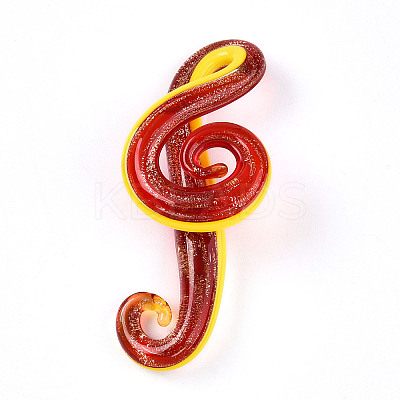 Handmade Gold Sand Lampwork Big Pendants LAMP-T023-08-1