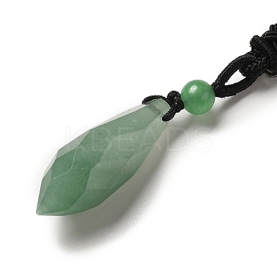 Cone Natural Green Aventurine Pendant Necklace with Nylon Rope for Women G-H286-08G-1