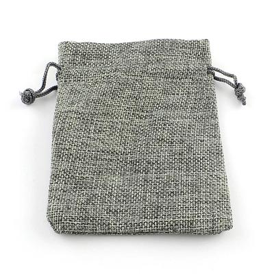 Polyester Imitation Burlap Packing Pouches Drawstring Bags ABAG-R005-18x13-04-1