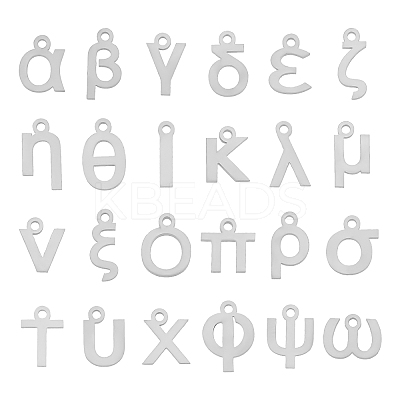 48Pcs 24 Letters 304 Stainless Steel Charms STAS-PH0001-30-1