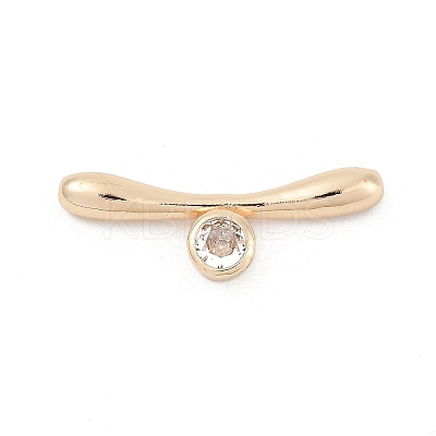 Brass Micro Pave Clear Cubic Zirconia Toggle Clasps Parts KK-U051-05G-1