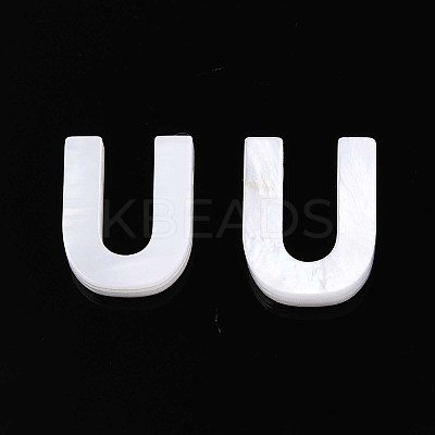 Natural Freshwater Shell Letter Charms BSHE-ZX007-02U-1