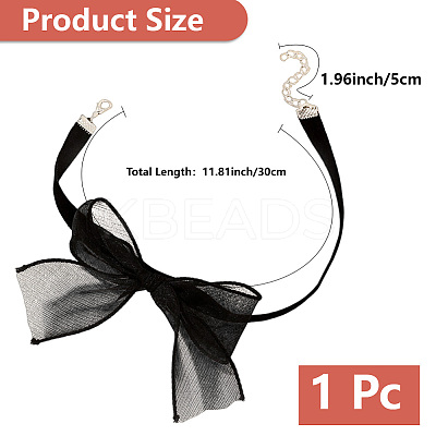 1Pc Gauze Bowknot Fabric Choker Necklaces for Women NJEW-CP0001-06B-1