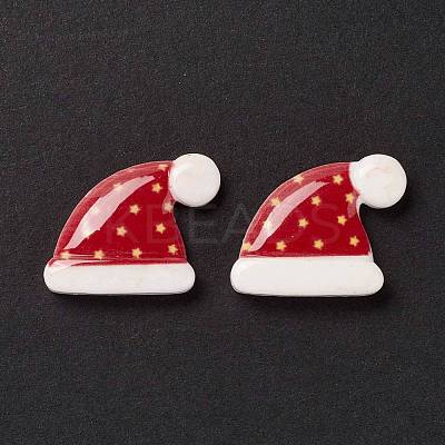 Christmas Themed Opaque Resin Cabochons CRES-P022-08-1