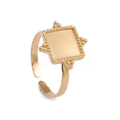 Ion Plating(IP) 304 Stainless Steel Open Cuff Finger Ring Cabochon Settings X-RJEW-G285-23G-1