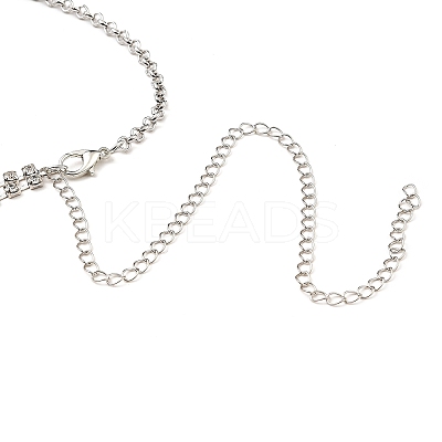Brass with Crystal Rhinestone Pendants Necklace NJEW-B081-01-1