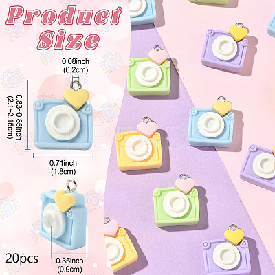 20Pcs 4 Colors Opaque Resin Pendants RESI-YW0005-42-1