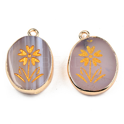 Natural Agate Pendants G-N326-154E-1