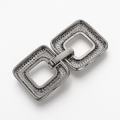 Brass Micro Pave Cubic Zirconia Fold Over Clasps ZIRC-S058-01B-1