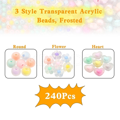 240Pcs 3 Style Transparent Acrylic Beads FACR-YW0001-04-1